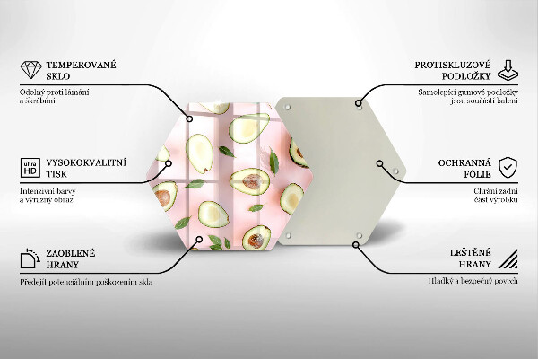 Skärbräda glas sexhörning Avokado mönster