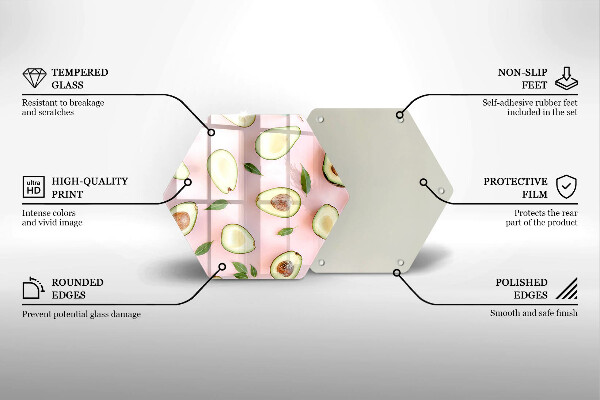 Skärbräda glas sexhörning Avokado mönster