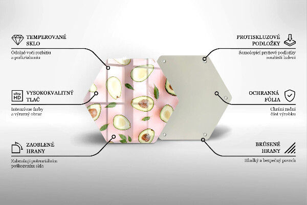 Skärbräda glas sexhörning Avokado mönster