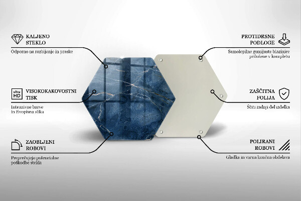 Skärbräda glas sexhörning Marmor sten textur