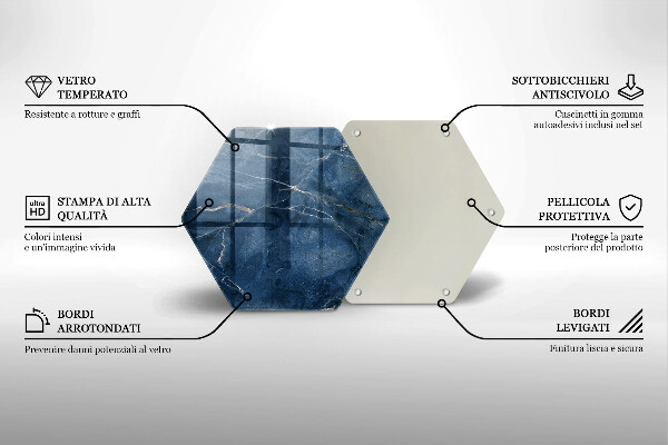 Skärbräda glas sexhörning Marmor sten textur