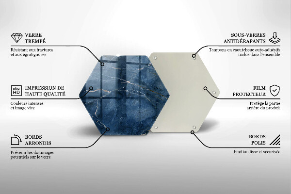 Skärbräda glas sexhörning Marmor sten textur