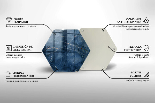 Skärbräda glas sexhörning Marmor sten textur