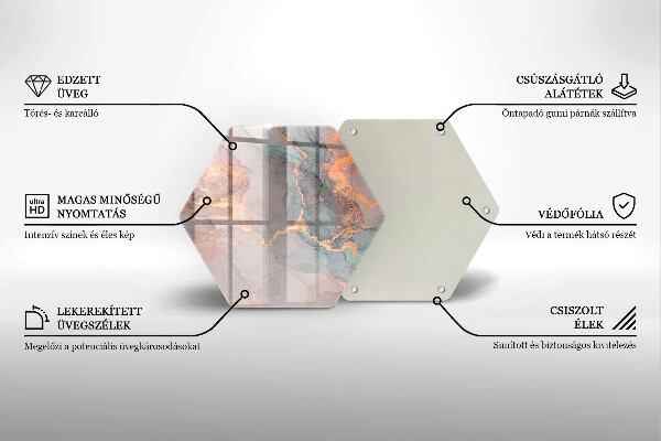 Skärbräda glas sexhörning Marmor med guld