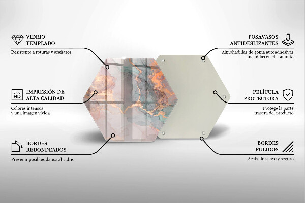 Skärbräda glas sexhörning Marmor med guld