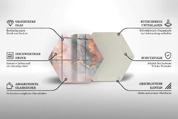 Skärbräda glas sexhörning Marmor med guld