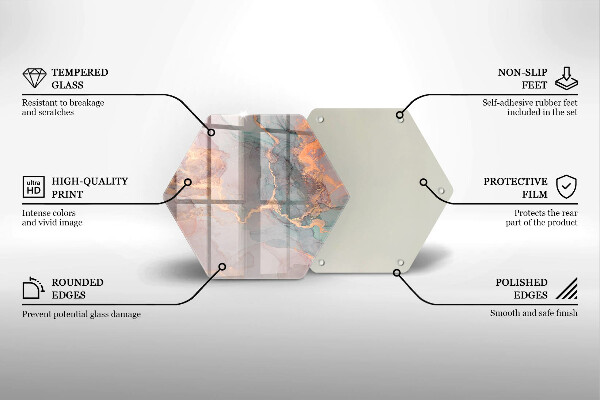 Skärbräda glas sexhörning Marmor med guld