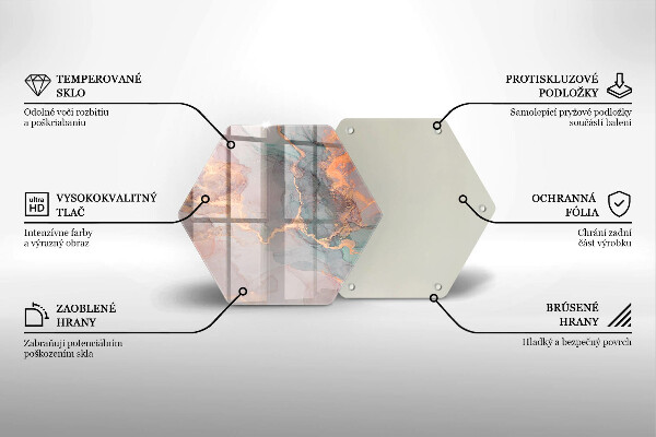 Skärbräda glas sexhörning Marmor med guld