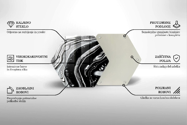 Skärbräda glas sexhörning Bläckabstraktion
