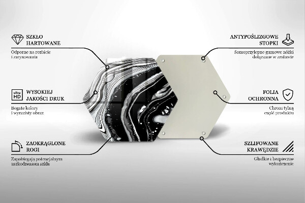 Skärbräda glas sexhörning Bläckabstraktion