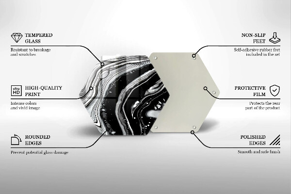 Skärbräda glas sexhörning Bläckabstraktion