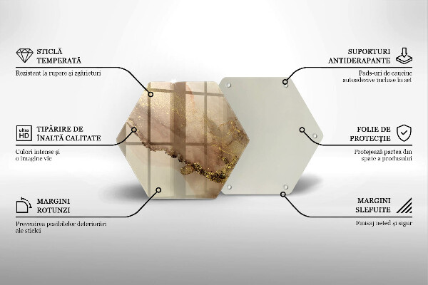 Skärbräda glas sexhörning Guld abstraktion