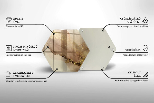 Skärbräda glas sexhörning Guld abstraktion