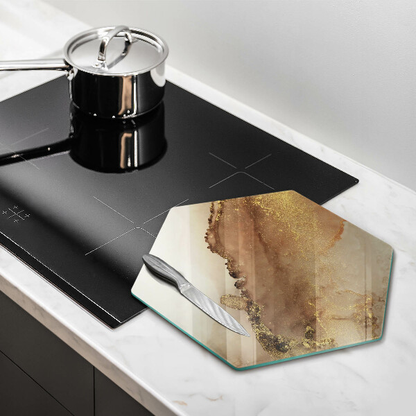 Skärbräda glas sexhörning Guld abstraktion