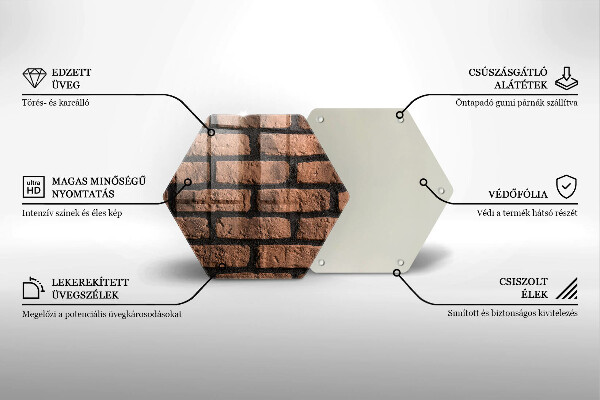 Skärbräda glas sexhörning Tegelvägg