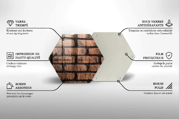 Skärbräda glas sexhörning Tegelvägg