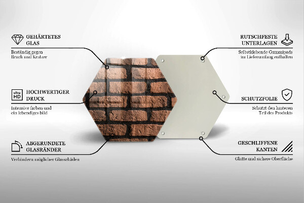 Skärbräda glas sexhörning Tegelvägg
