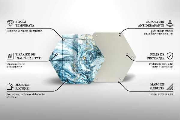 Skärbräda glas sexhörning Struktur med guld