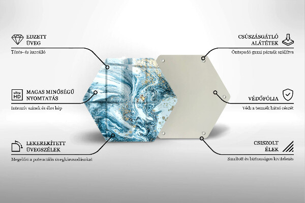 Skärbräda glas sexhörning Struktur med guld