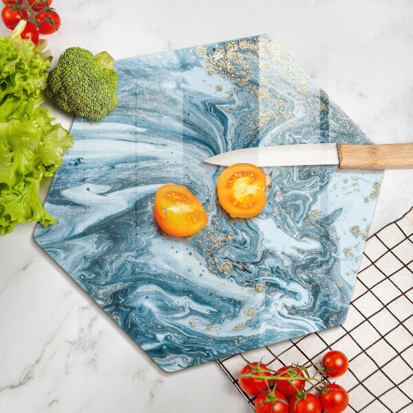 Skärbräda glas sexhörning Struktur med guld