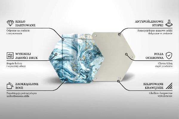 Skärbräda glas sexhörning Struktur med guld
