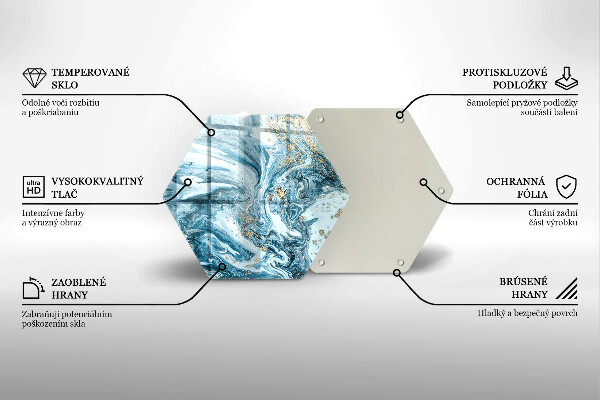 Skärbräda glas sexhörning Struktur med guld