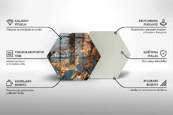 Skärbräda glas sexhörning Gyllene stenstruktur