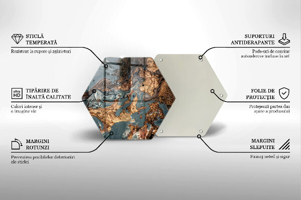 Skärbräda glas sexhörning Gyllene stenstruktur