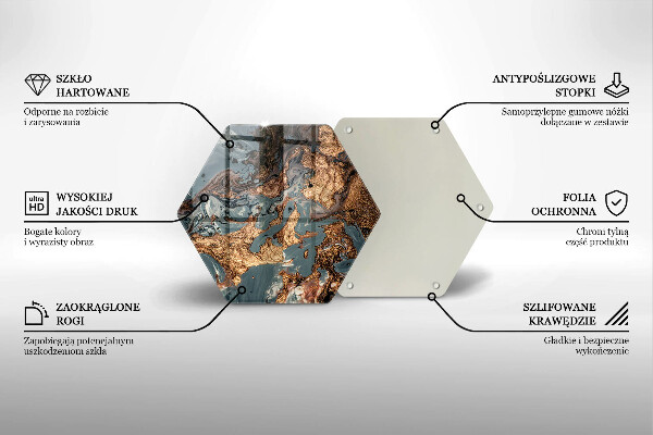 Skärbräda glas sexhörning Gyllene stenstruktur
