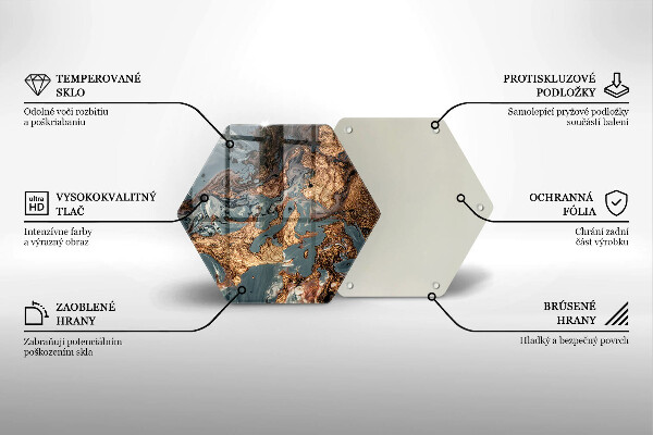 Skärbräda glas sexhörning Gyllene stenstruktur