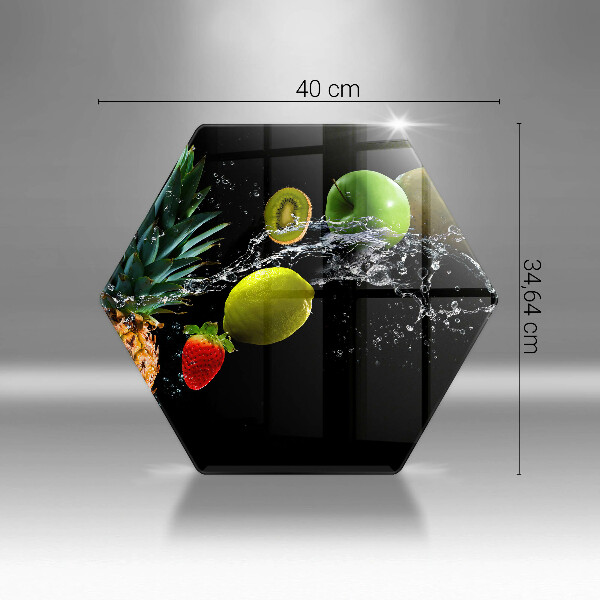 Skärbräda glas sexhörning Frukt i vatten