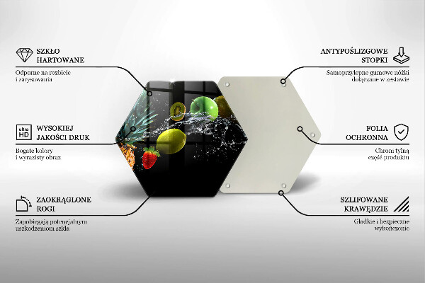 Skärbräda glas sexhörning Frukt i vatten