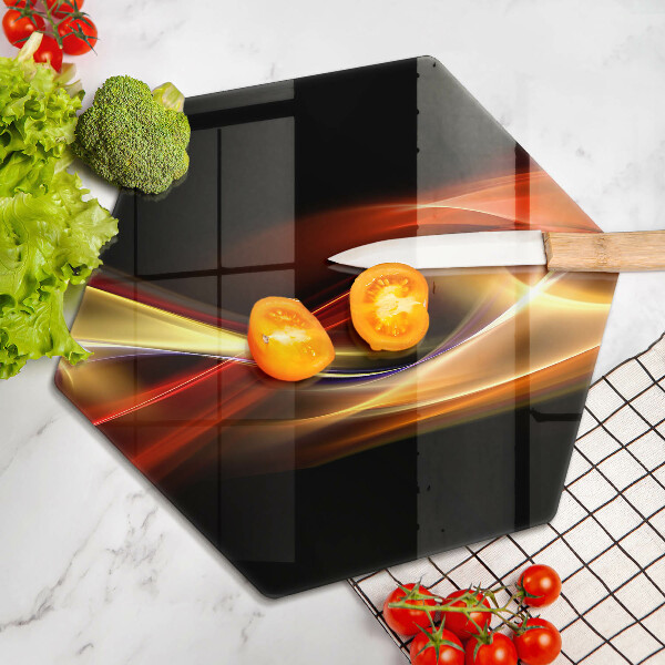 Skärbräda glas sexhörning Abstrakt rök och ljus