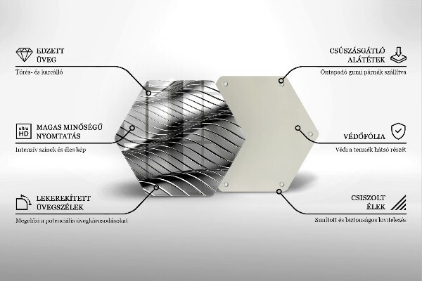 Skärbräda glas sexhörning 3D metallstruktur