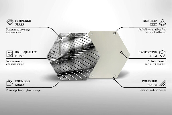 Skärbräda glas sexhörning 3D metallstruktur