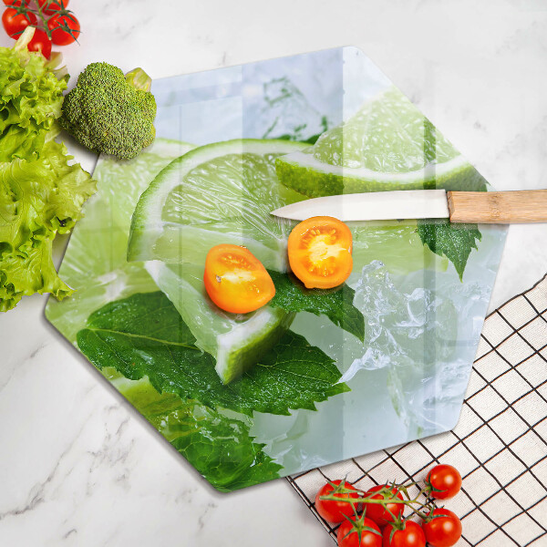 Skärbräda glas sexhörning Lime mynta och is