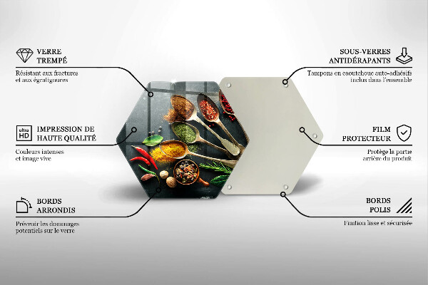 Skärbräda glas sexhörning Köksskedar av kryddor