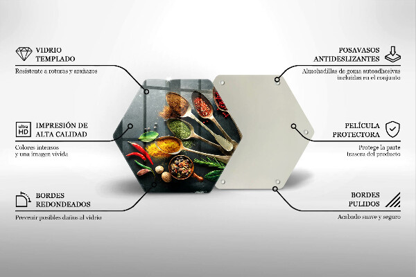 Skärbräda glas sexhörning Köksskedar av kryddor