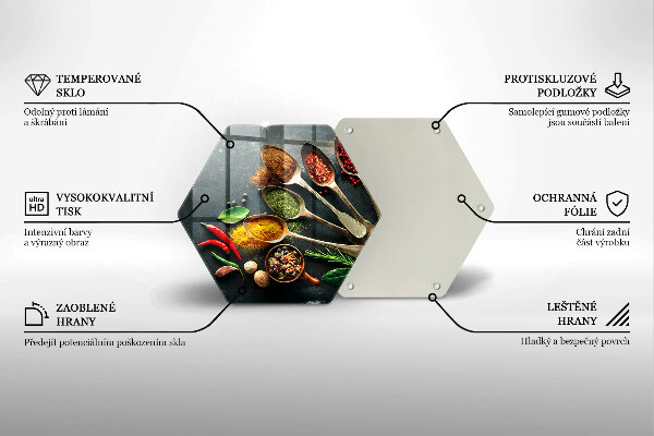 Skärbräda glas sexhörning Köksskedar av kryddor