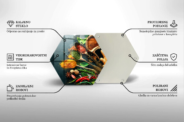 Skärbräda glas sexhörning Köks kryddor skedar