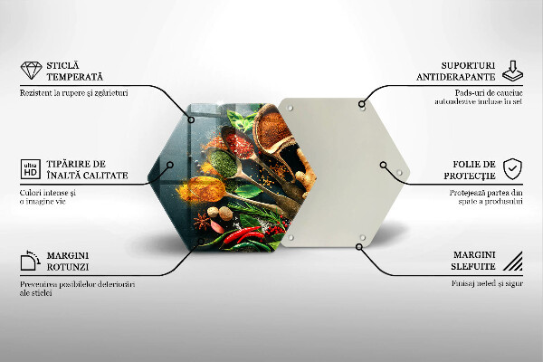 Skärbräda glas sexhörning Köks kryddor skedar