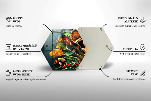 Skärbräda glas sexhörning Köks kryddor skedar