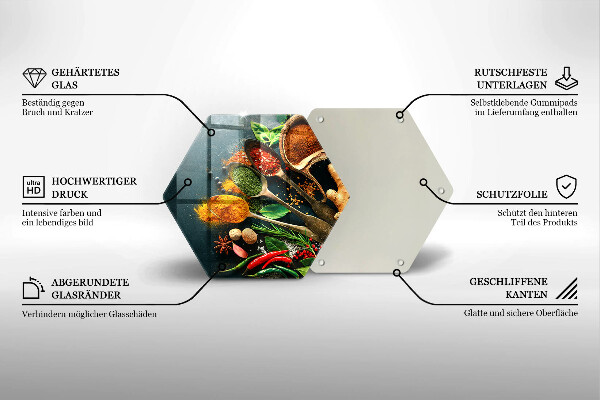 Skärbräda glas sexhörning Köks kryddor skedar