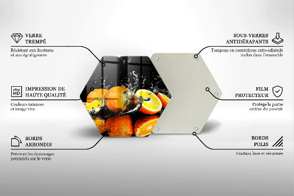 Skärbräda glas sexhörning Saftig orange frukt