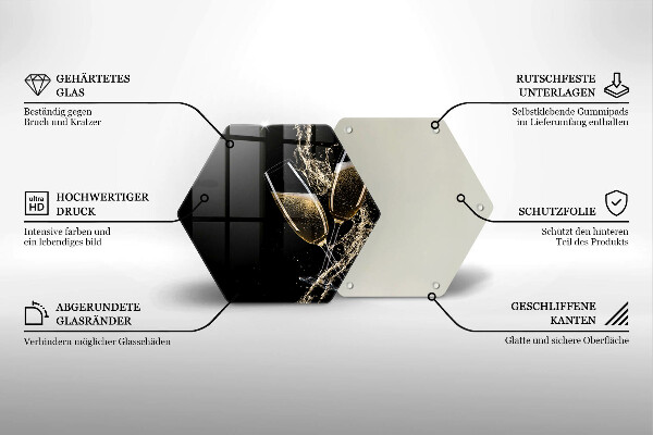 Skärbräda glas sexhörning Glas champagne