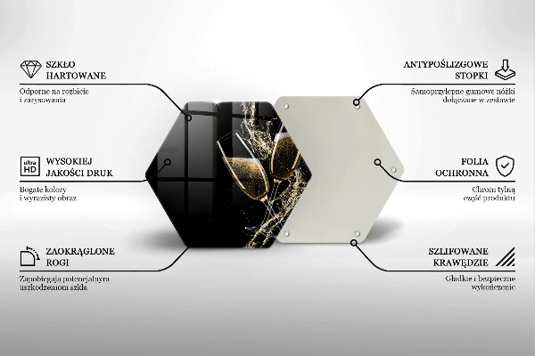 Skärbräda glas sexhörning Glas champagne