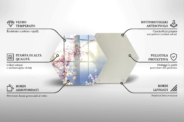 Skärbräda glas sexhörning Blommande träd
