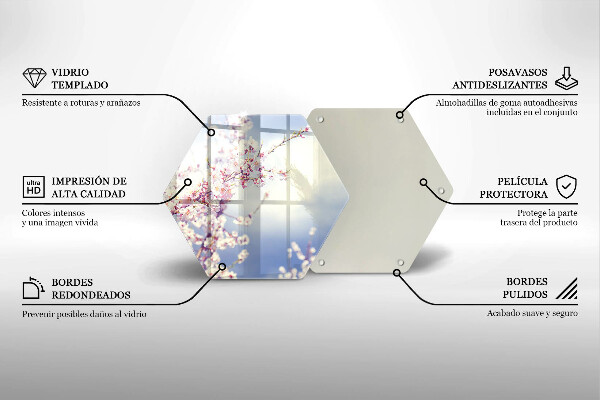 Skärbräda glas sexhörning Blommande träd