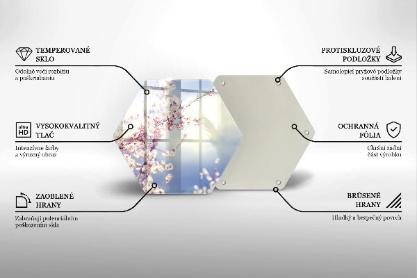Skärbräda glas sexhörning Blommande träd