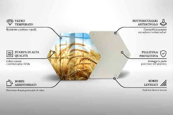 Skärbräda glas sexhörning Öron av spannmål i fältet